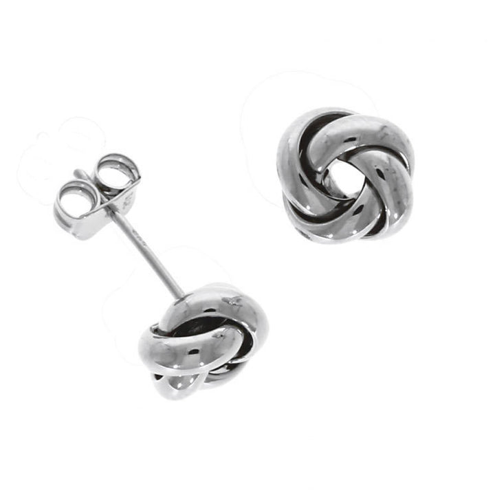 Open 9ct White Gold Knot Stud Earrings