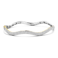 Ti Sento Cubic Zirconia Pave Set Silver and Yellow Gold Plated Wave Bangle - Michael Jones Jeweller