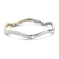 Ti Sento Cubic Zirconia Pave Set Silver and Yellow Gold Plated Wave Bangle - Michael Jones Jeweller