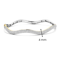 Ti Sento Cubic Zirconia Pave Set Silver and Yellow Gold Plated Wave Bangle - Michael Jones Jeweller