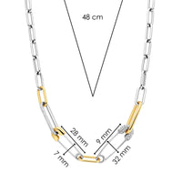 Ti Sento Yellow Gold Plated Cubic Zirconia Safety Pin Linked Necklace