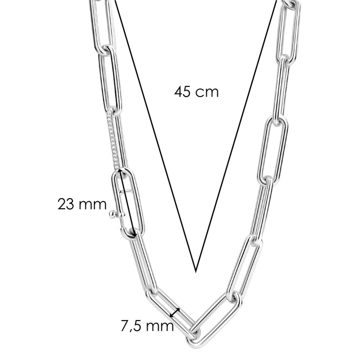 Ti Sento Cubic Zirconia Oval Linked Necklace