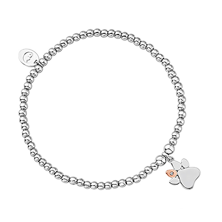 Clogau Paw Print White Topaz Affinity Bead Bracelet