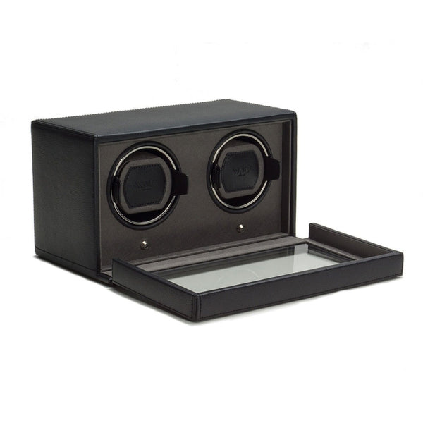 Wolf Cub Black Double Watch Winder with Cover Michael Jones Jeweller