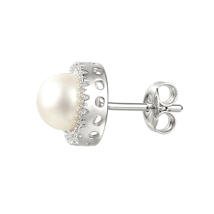 Amore Silver Freshwater Pearl And Cubic Zirconia Candy Earrings - Michael Jones Jeweller