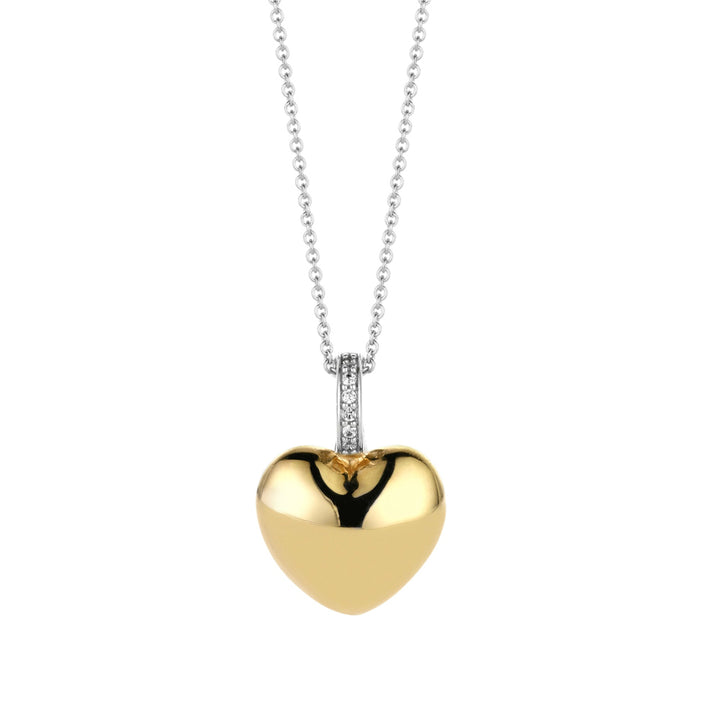 Ti Sento Yellow Gold Plated Cubic Zirconia Heart Pendant - Michael Jones Jeweller