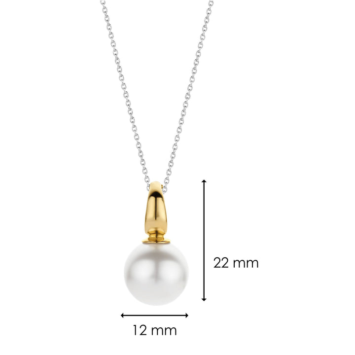 Ti Sento Yellow Gold Plated Pearl White Pendant