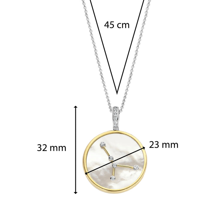 Ti Sento Yellow Gold Plated Mother of Pearl Cubic Zirconia Zodiac Cancer Pendant - Michael Jones Jeweller