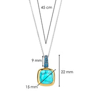 Ti Sento Yellow Gold Plated Turquoise Blue and Blue Cubic Zirconia Pendant - Michael Jones Jeweller