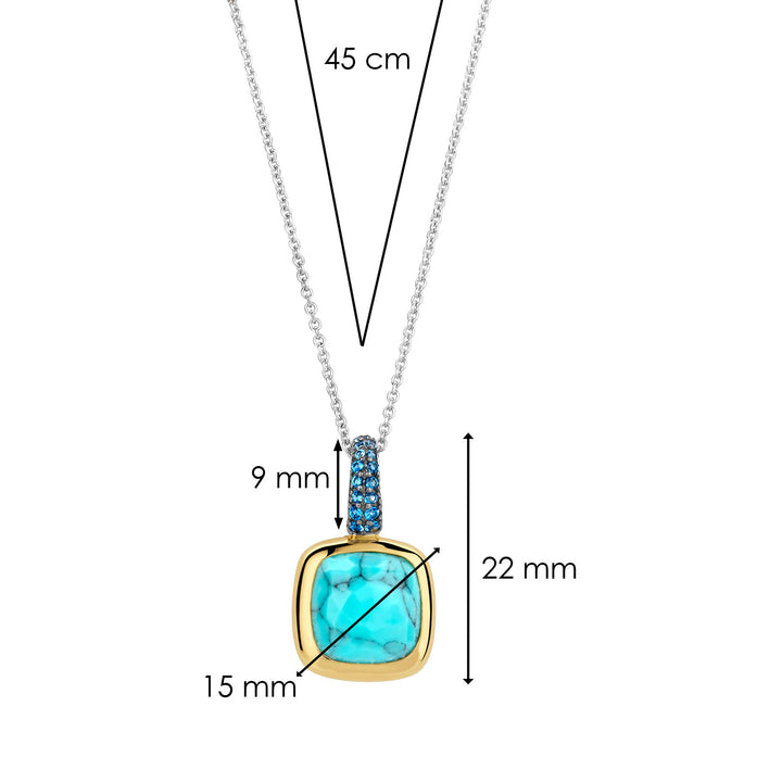 Ti Sento Yellow Gold Plated Turquoise Blue and Blue Cubic Zirconia Pendant - Michael Jones Jeweller