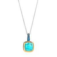 Ti Sento Yellow Gold Plated Turquoise Blue and Blue Cubic Zirconia Pendant - Michael Jones Jeweller