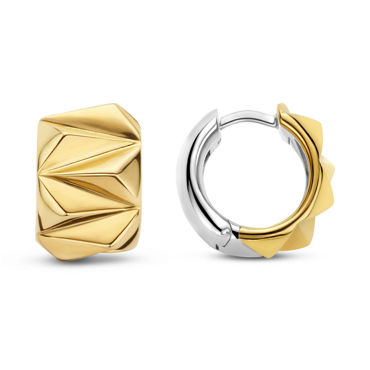 Ti Sento Yellow Gold Plated Geometric Style Wide Hoop Earrings