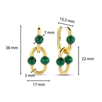 Ti Sento Yellow Gold Plated Malachite Green Oval Link Drop Earrings - Michael Jones Jeweller