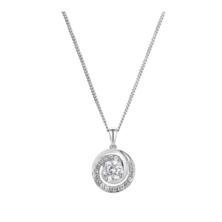 Amore Luna Cubic Zirconia Silver Necklace