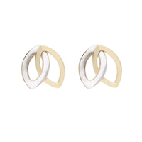 Entwined Open Petal 9ct Yellow and White Stud Earrings