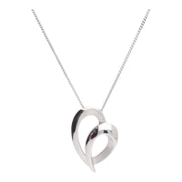 Brushed and Polished 9ct White Gold Open Heart Necklace - Michael Jones Jeweller