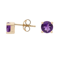 Amethyst 9ct Yellow Gold Stud Earrings - Michael Jones Jeweller