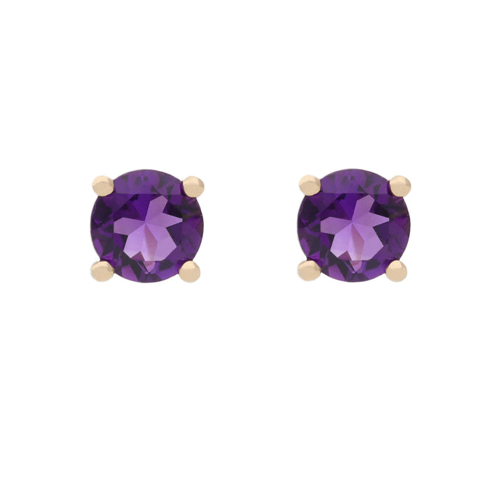 Amethyst 9ct Yellow Gold Stud Earrings - Michael Jones Jeweller