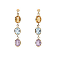 Multi-stone 9ct Yellow Gold Drop Earrings