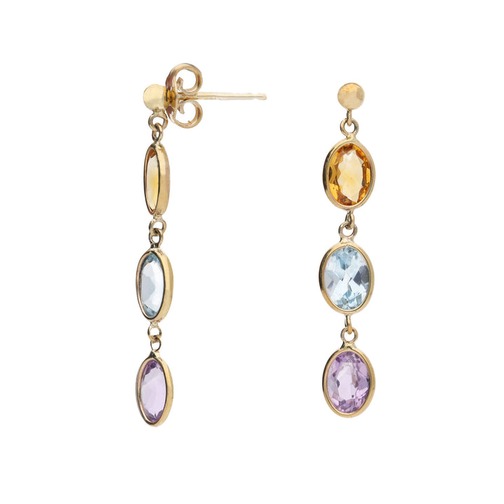 Multi-stone 9ct Yellow Gold Drop Earrings