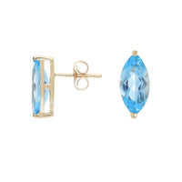 Blue Topaz Marquise 9ct Yellow Gold Stud Earrings