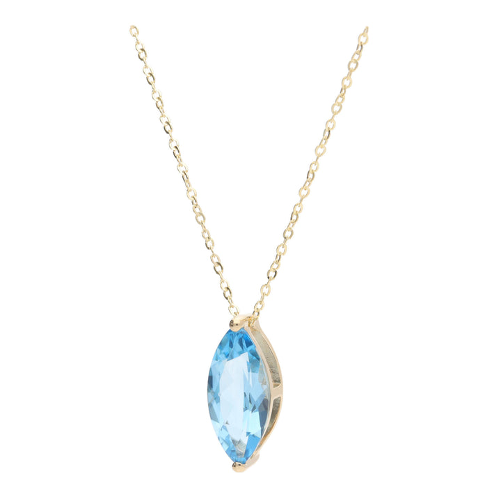 Blue Topaz Marquise 9ct Yellow Gold Necklace