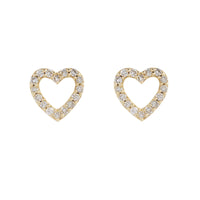 Open Heart Diamond 9ct Yellow Gold Stud Earrings