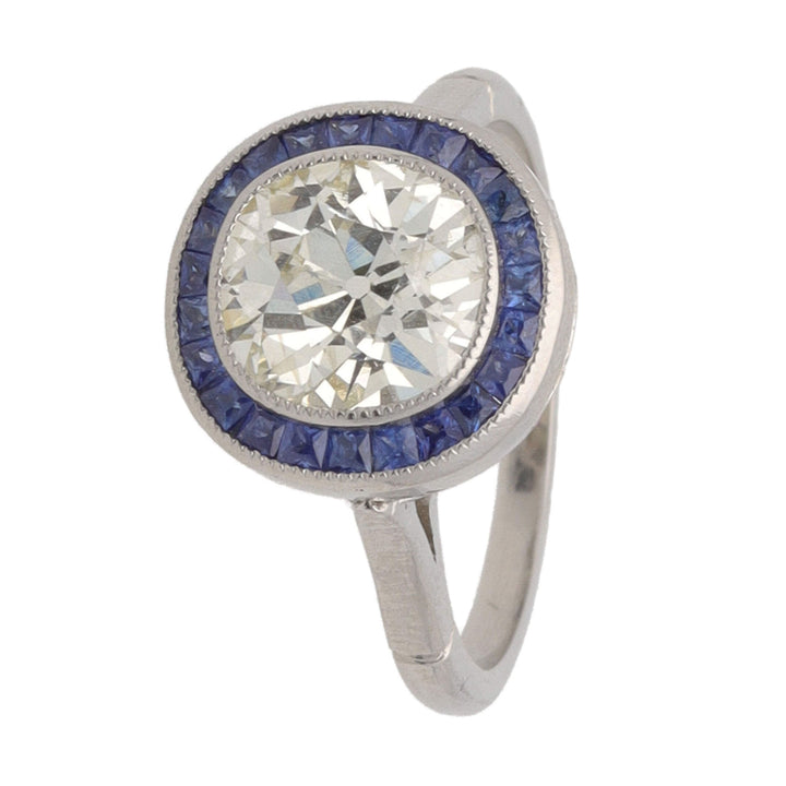 Pre-owned Diamond 2.43ct and Sapphire Platinum Ring - Michael Jones Jeweller