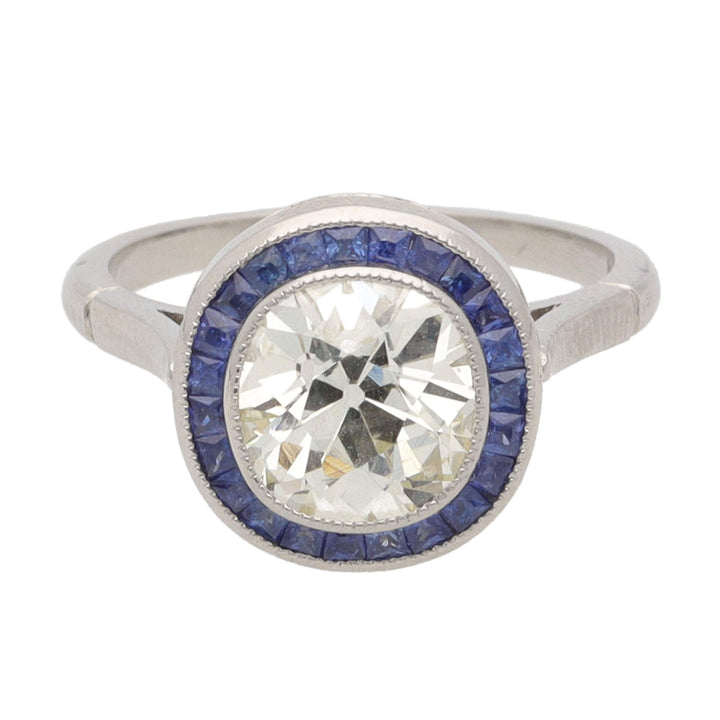 Pre-owned Diamond 2.43ct and Sapphire Platinum Ring