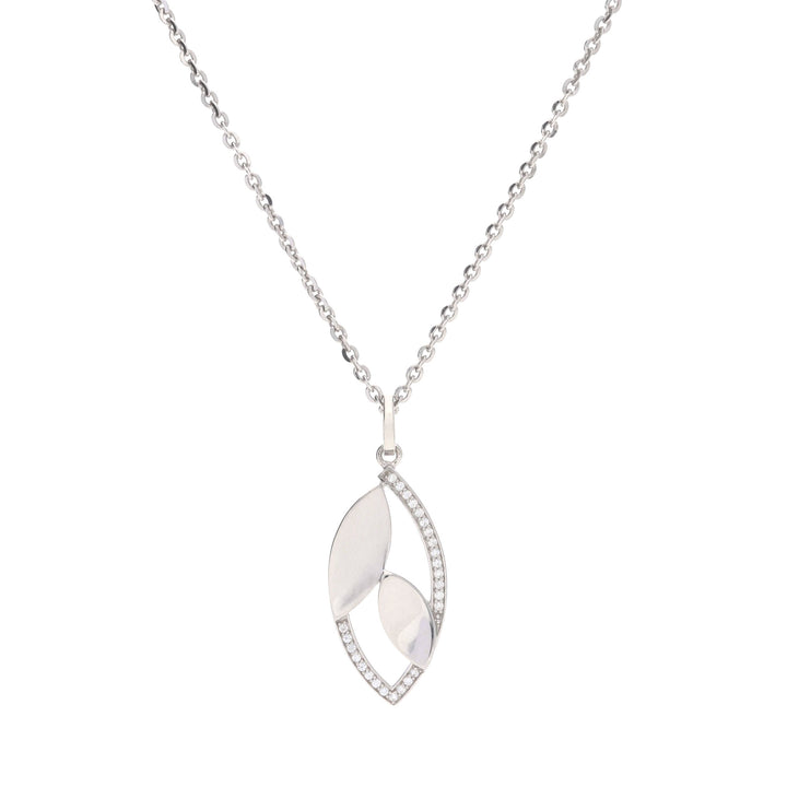 Leaf Shape Cubic Zirconia Drop Pendant - Michael Jones Jeweller