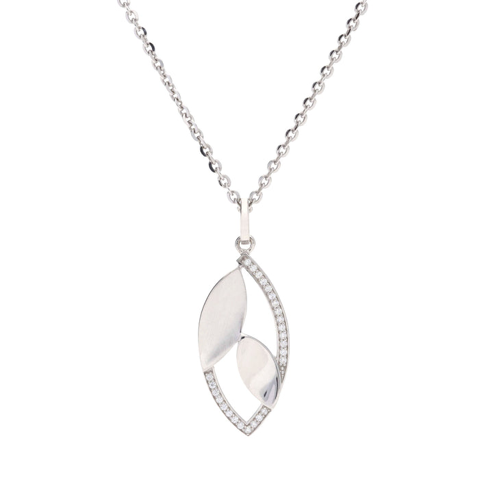 Leaf Shape Cubic Zirconia Drop Pendant - Michael Jones Jeweller