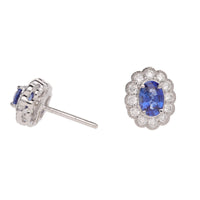 Sapphire and Diamond 18ct White Gold Cluster Stud Earrings