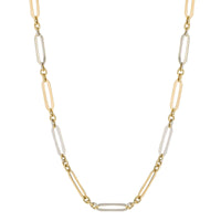 Elongated Open Link 9ct Yellow and White Gold Necklace