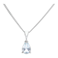 Aquamarine Pearl Shaped 9ct White Gold Pendant - Michael Jones Jeweller