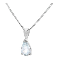 Aquamarine Pearl Shaped 9ct White Gold Pendant - Michael Jones Jeweller