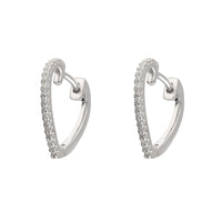 Heart Shaped Diamond 9ct White Gold Hoop Earrings - Michael Jones Jeweller