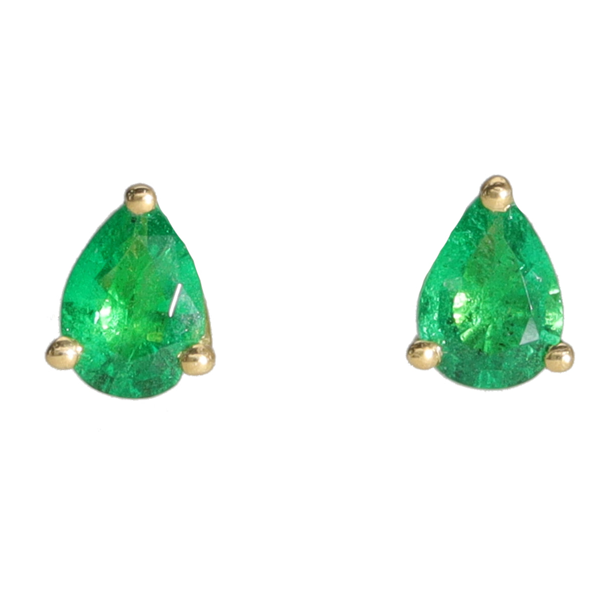 Emerald 18ct Yellow Gold Pear Stud Earrings – Michael Jones