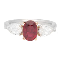 Ruby and Diamond Platinum and 18ct Rose Gold Florentine Ring