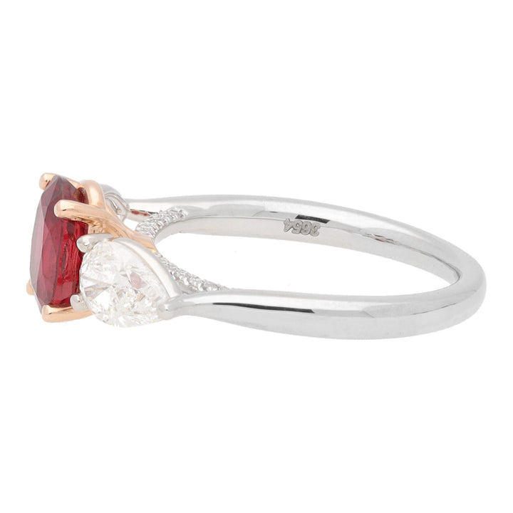 Ruby and Diamond Platinum and 18ct Rose Gold Florentine Ring