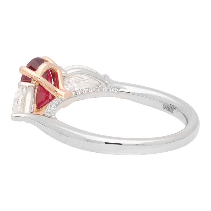 Ruby and Diamond Platinum and 18ct Rose Gold Florentine Ring