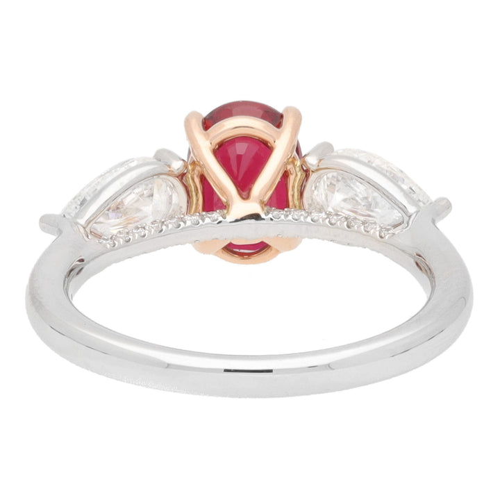 Ruby and Diamond Platinum and 18ct Rose Gold Florentine Ring