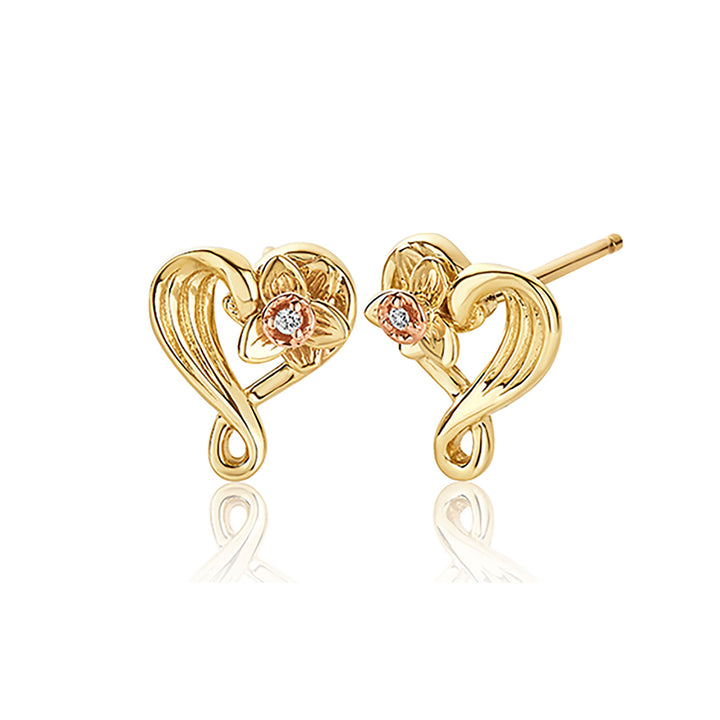 Clogau St Davids Daffodil Heart Diamond Stud Earrings