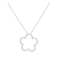 Diamond Open Flower 18ct White Gold Pendant - Michael Jones Jeweller